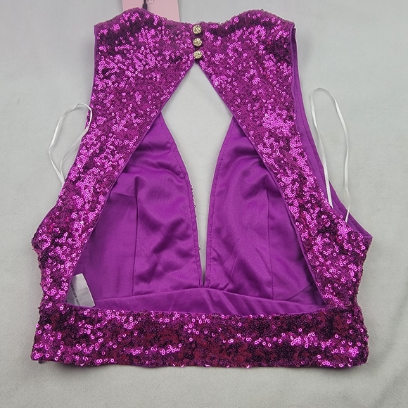NWT Hello Molly pink sequin bra top crop top sparkles - Picture 5 of 7